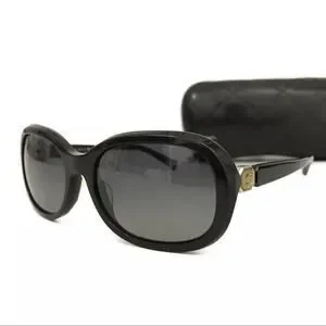 CHANEL Polarized CC Logo Eyewear Polarized Sunglasses Black Authentic Chanel Acetate Polarized Rectangle Sunglasses 5526 Black  main image 4